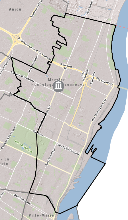 Carte électorale de la région Mercier-Hochelaga-Maisonneuve