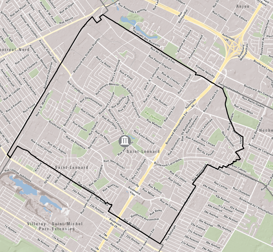 Carte électorale de la région Saint-Léonard