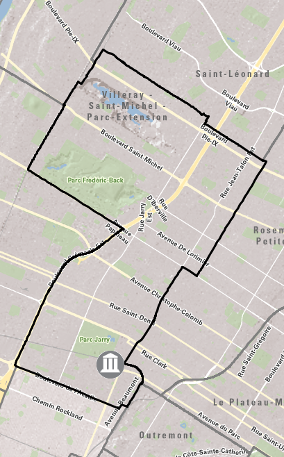 Carte électorale de la région Villeray-Saint-Michel-Parc-Extension